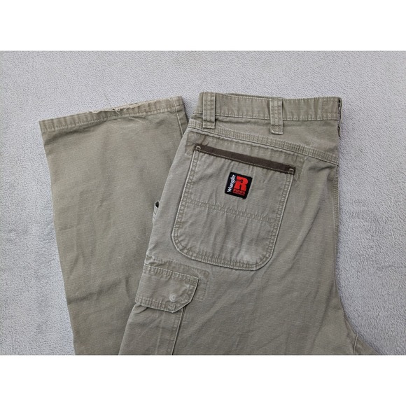 Wrangler Riggs Workwear Men's Size 38x36 Cargo Pants Brown Cotton Ripstop - Picture 1 of 16
